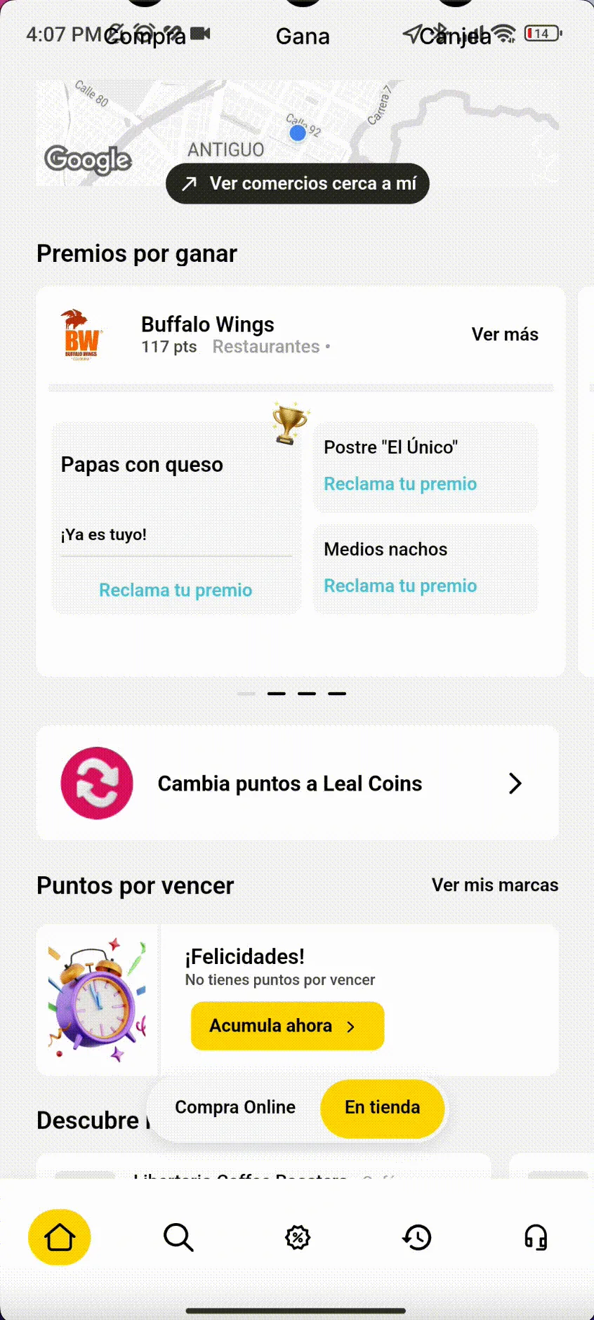 Animación de la sección de puntos.